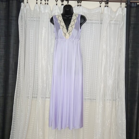 Vintage Midcentury 50's 60's Nightgown w/ Matching Overlay Robe Lace Nighty SzM - Picture 1 of 15